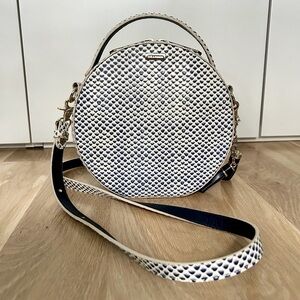 Brahmin Lane bag in White and Blue snake embossed leather